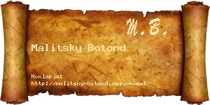 Malitsky Botond névjegykártya